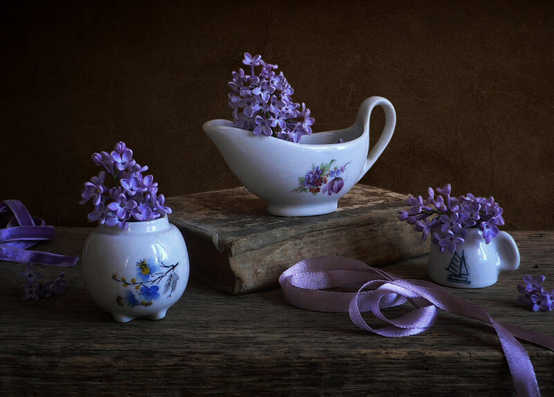 Lilac Flowers in Vases — Purple