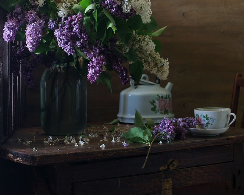 Lilac Flowers on Table