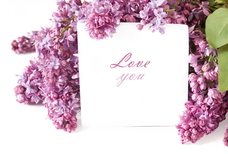Lilac Flowers with Card