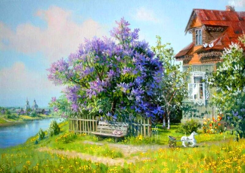 Lilac Tree by River