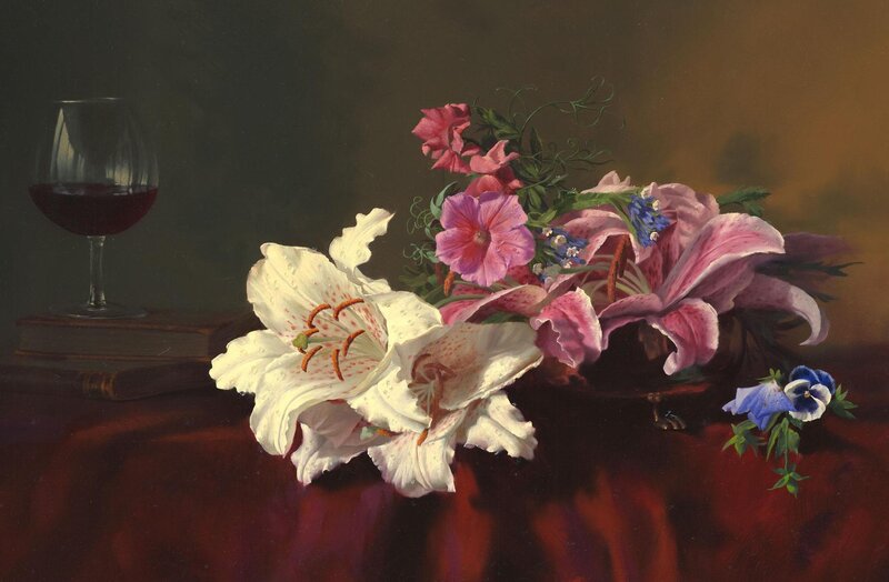 Lilies and Flowers in Vase