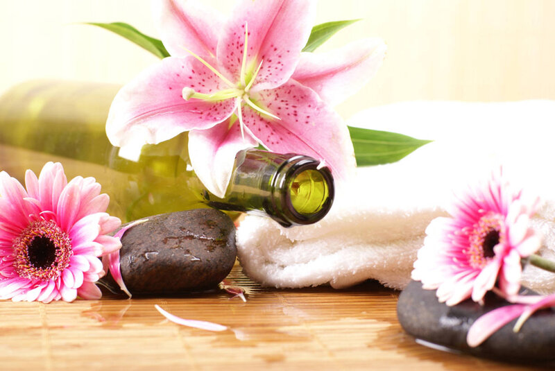 Lilies and Flowers on Stones