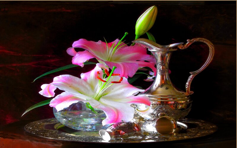 Lilies and Silver Pitcher