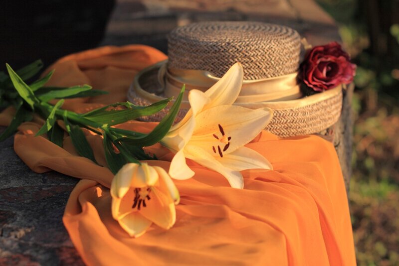 Lilies and Straw Hat — Orange