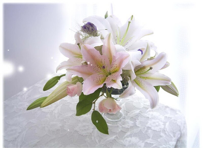 Lilies in a glass vase