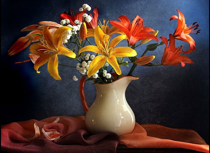 Lilies in a Pitcher