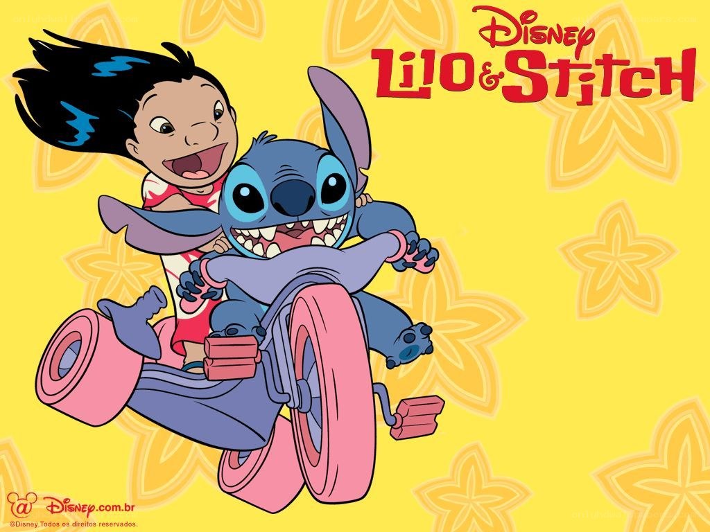 Lilo and Stitch on a scooter