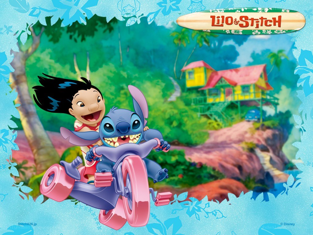 Lilo and Stitch on a tricycle