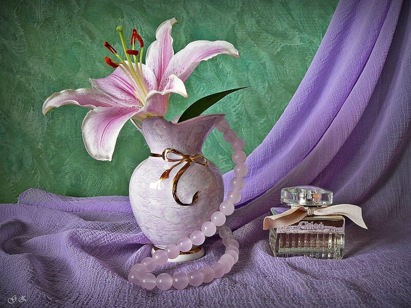 Lily in Vase with Perfume