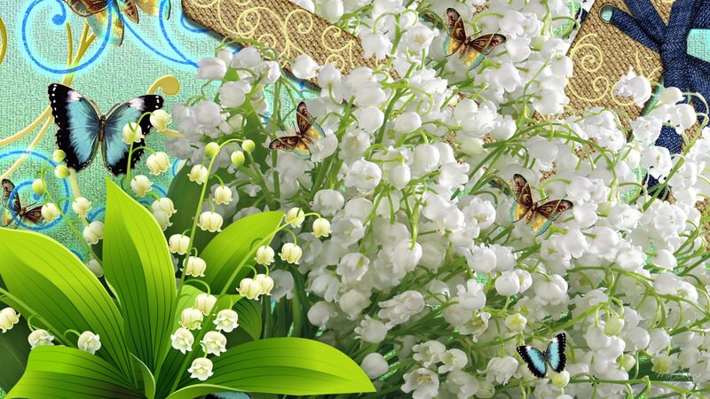 Lily of the Valley Flowers — White, Serene, Spring, Digital Art