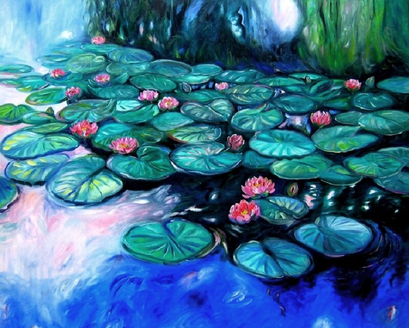 Lily Pads and Water Lilies — Blue