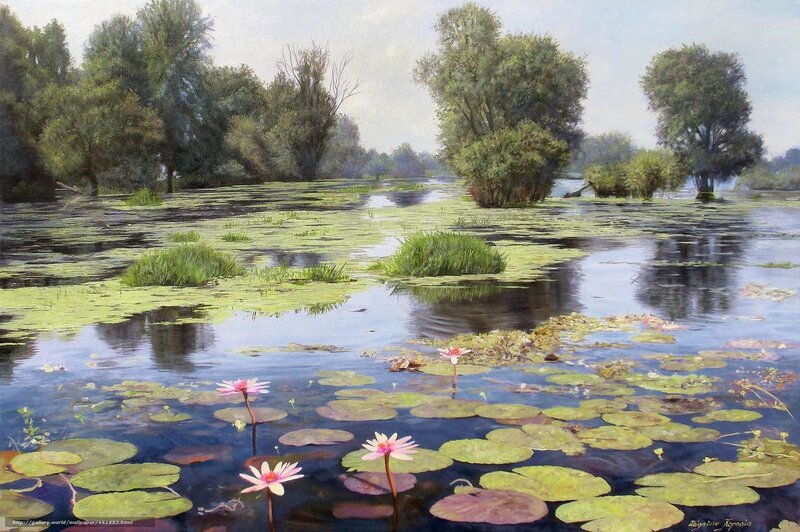 Lily Pads in a Pond — Green