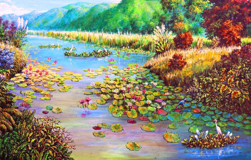 Lily Pads in Pond — Green