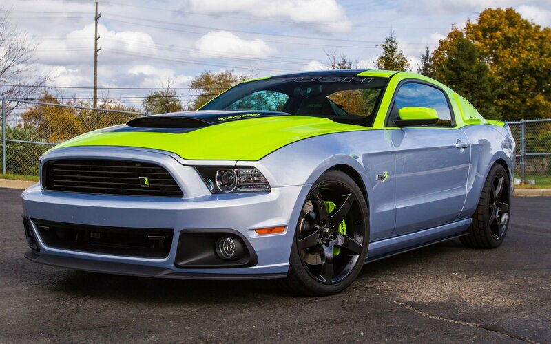 Lime and Blue Mustang