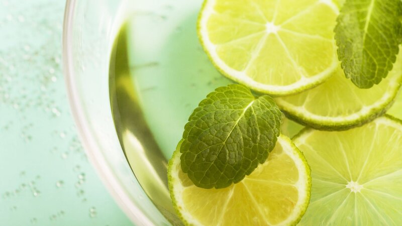 Lime and mint in a glass