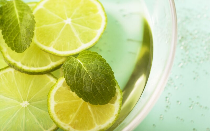 Lime and mint in a glass