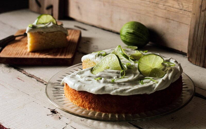 Lime cake with frosting