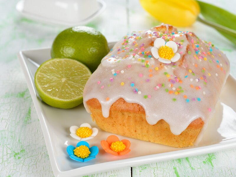 Lime cake with sprinkles