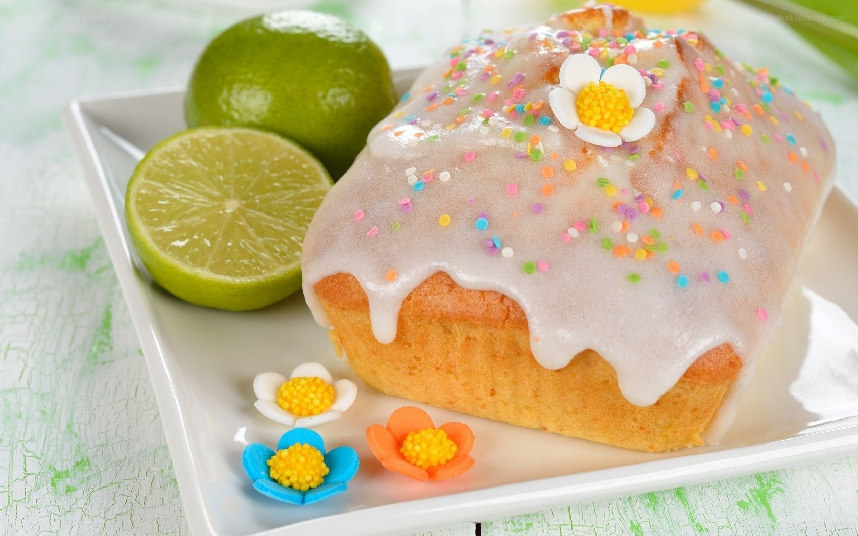 Lime cake with sprinkles