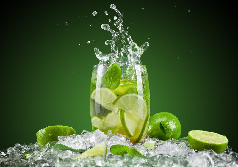 Lime Drink Splash — Green, Dynamic, Photograph