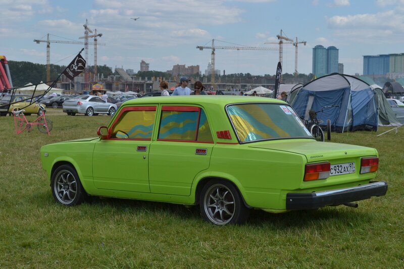 Lime-green Car on Grass