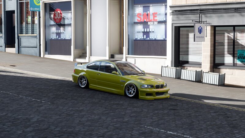 Lime Green Car on Street
