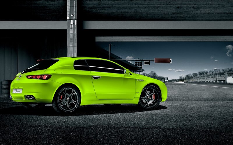 Lime Green Car on Track