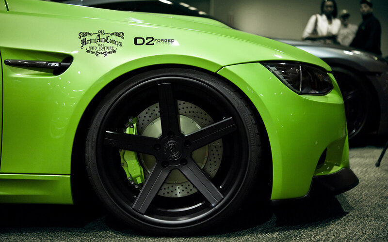 Lime Green Car Wheel — Dramatic