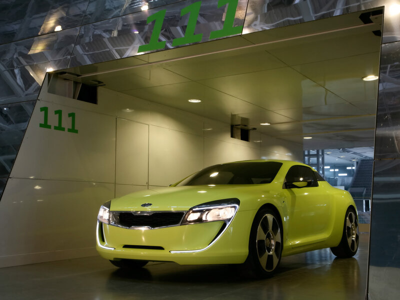 Lime green concept car display