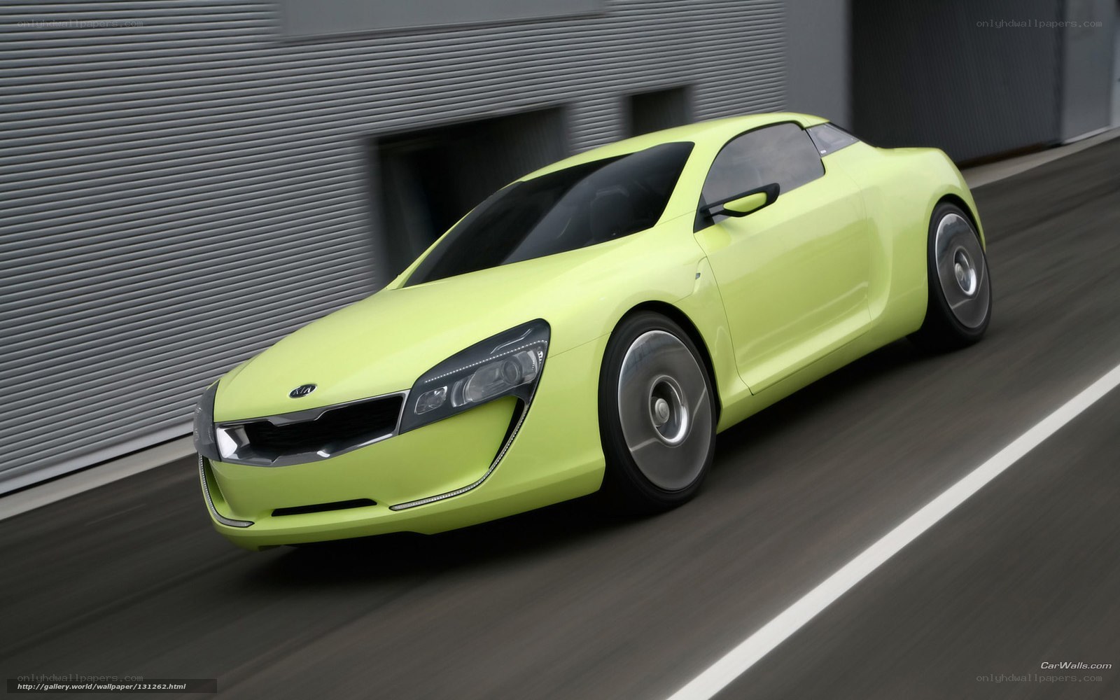 lime green concept car in motion