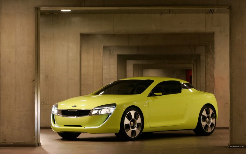 Lime Green Concept Car — Lime Green, Dramatic, Photograph, Concrete Tunnel, Car Headlights