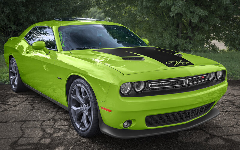 Lime Green Dodge Challenger — Lime Green, Dramatic