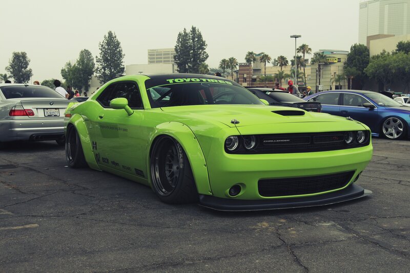 Lime Green Dodge Challenger — Lime Green, Urban