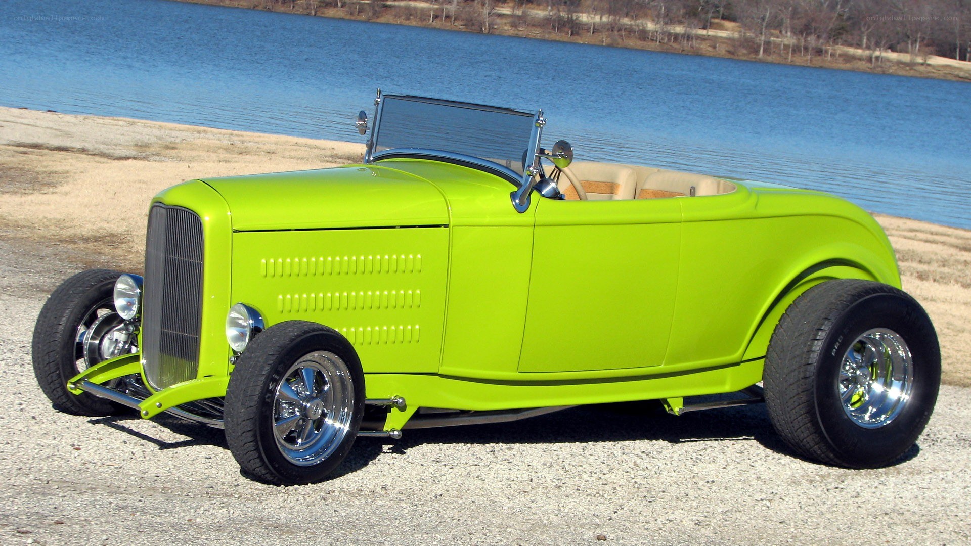 lime green hot rod car