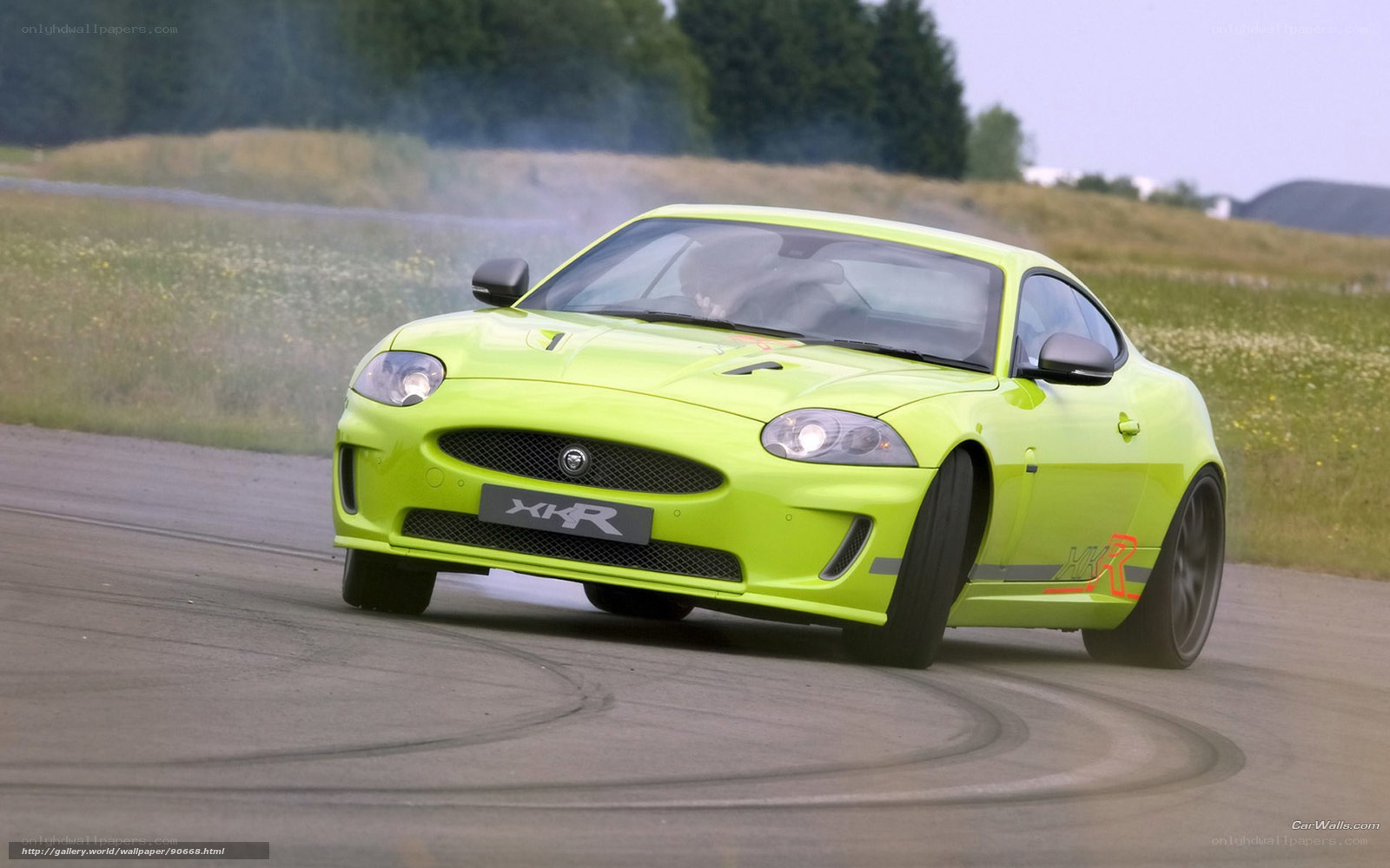 lime green jaguar xkr drifting