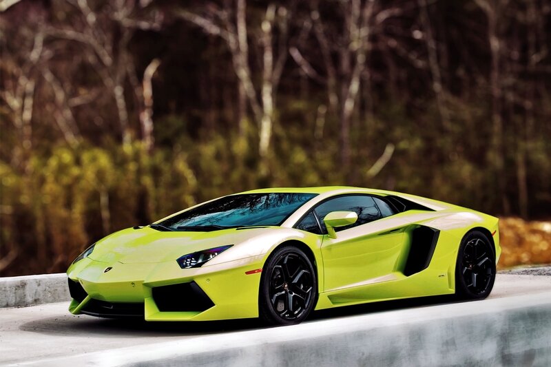 Lime green Lamborghini sports car