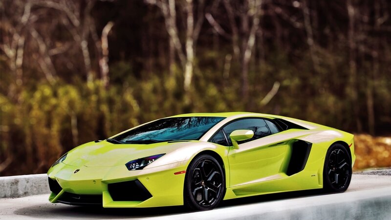 Lime green Lamborghini sports car