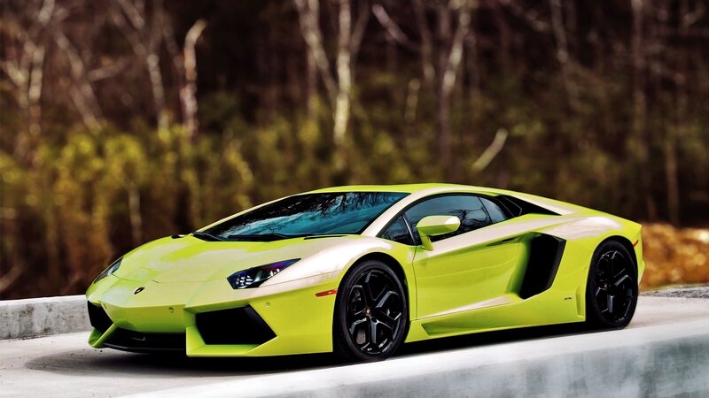 Lime green Lamborghini sports car