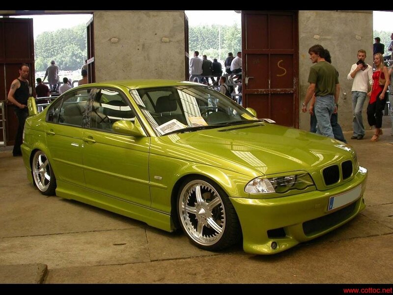 lime green modified bmw sedan