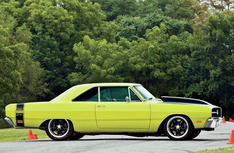 Lime Green Muscle Car — Lime Green, Calm, Afternoon, Photograph, Trees