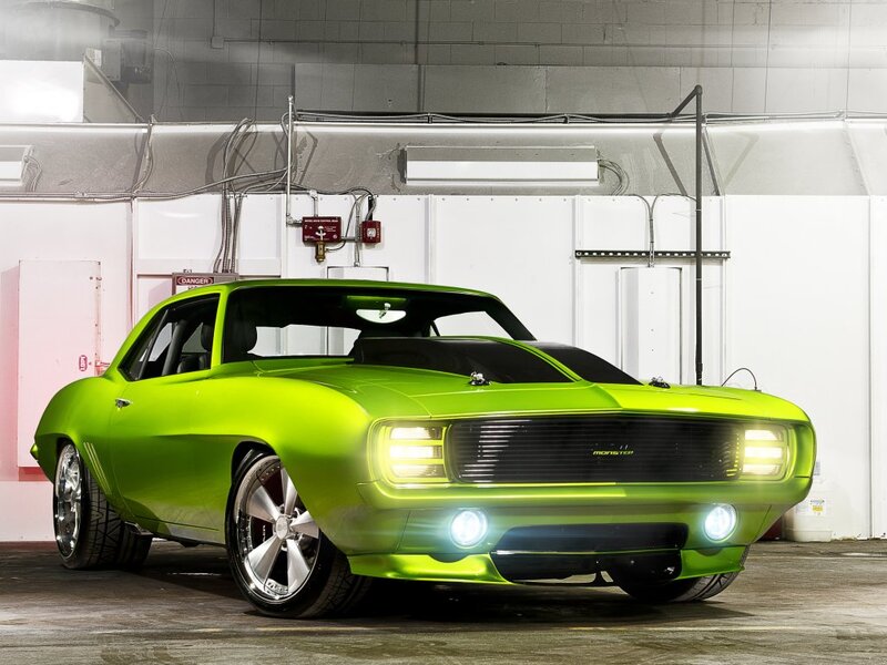 Lime Green Muscle Car — Lime Green, Dramatic