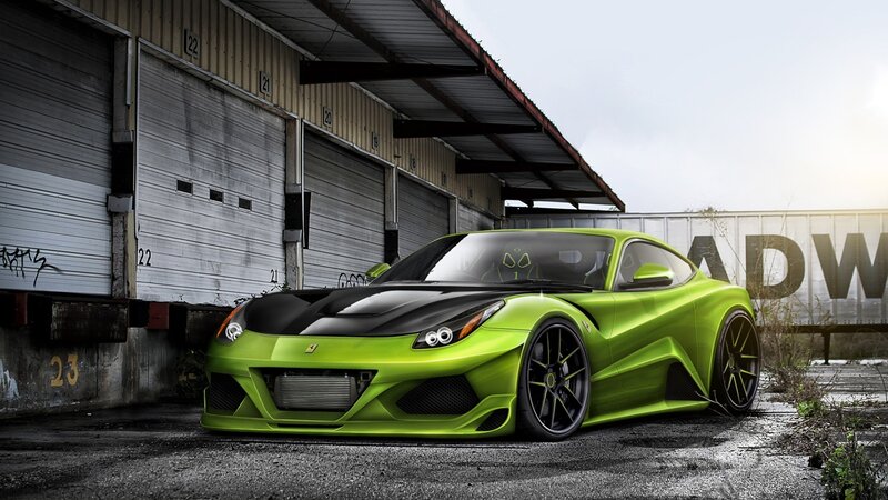 Lime Green Sports Car — Lime Green, Dramatic, Afternoon, 3d Render