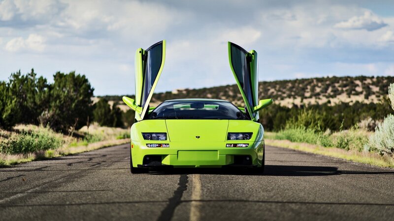 Lime Green Sports Car — Lime Green, Dramatic, Afternoon, Photograph