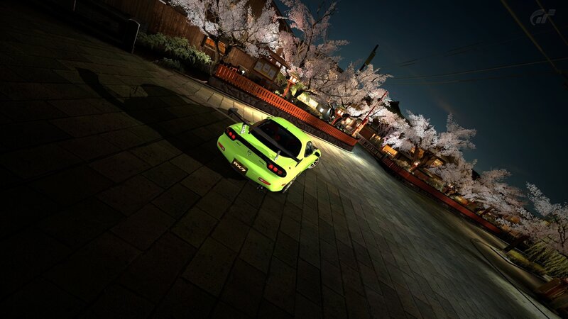 Lime Green Sports Car — Serene, Night