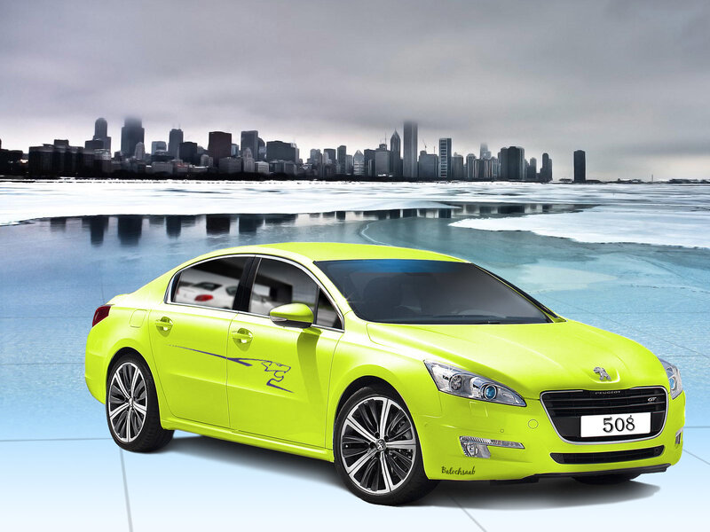 Lime Peugeot 508 sedan