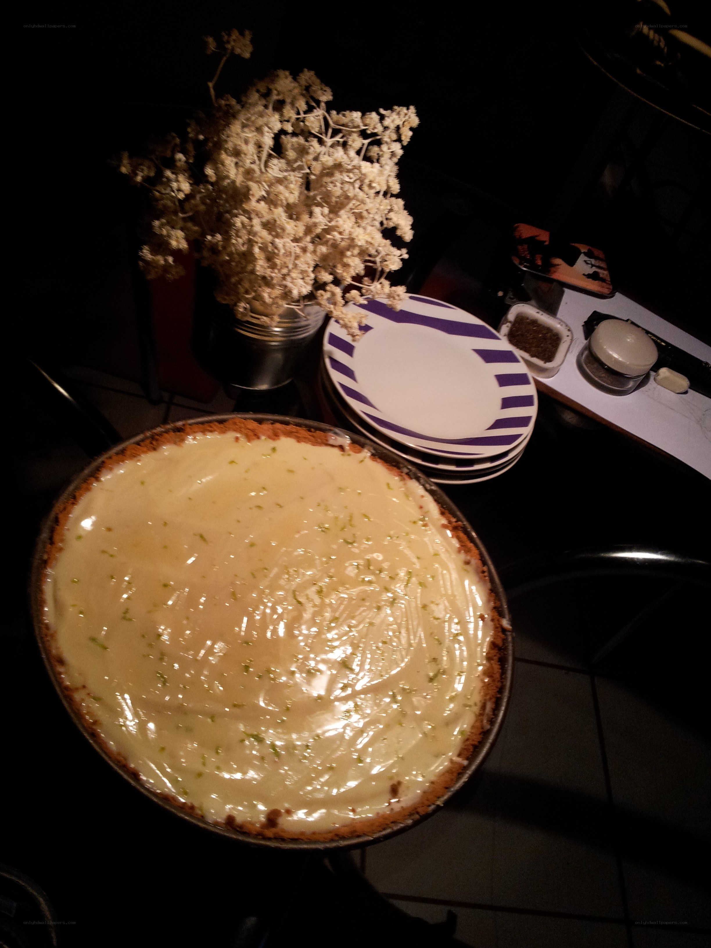 Lime pie on a table