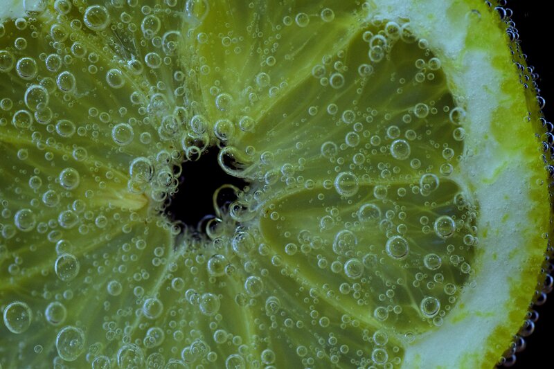 Lime Slice in Carbonated Water — Green