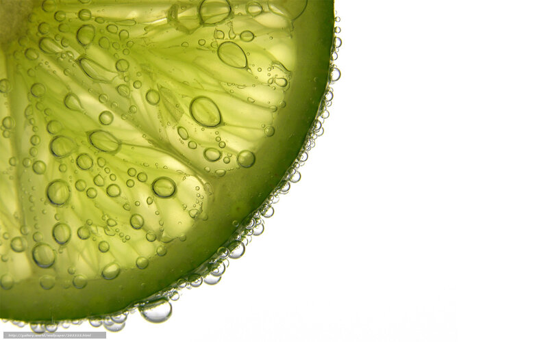 Lime slice in carbonated water