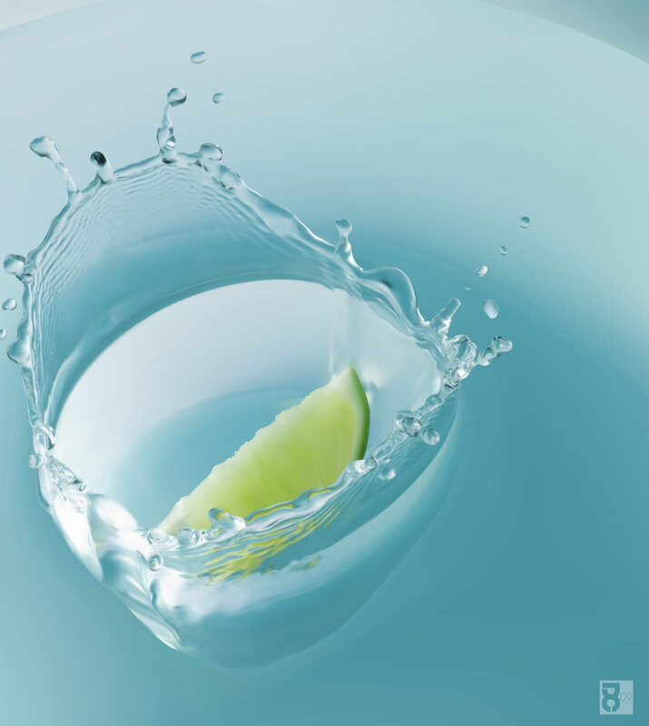 lime slice in water splash