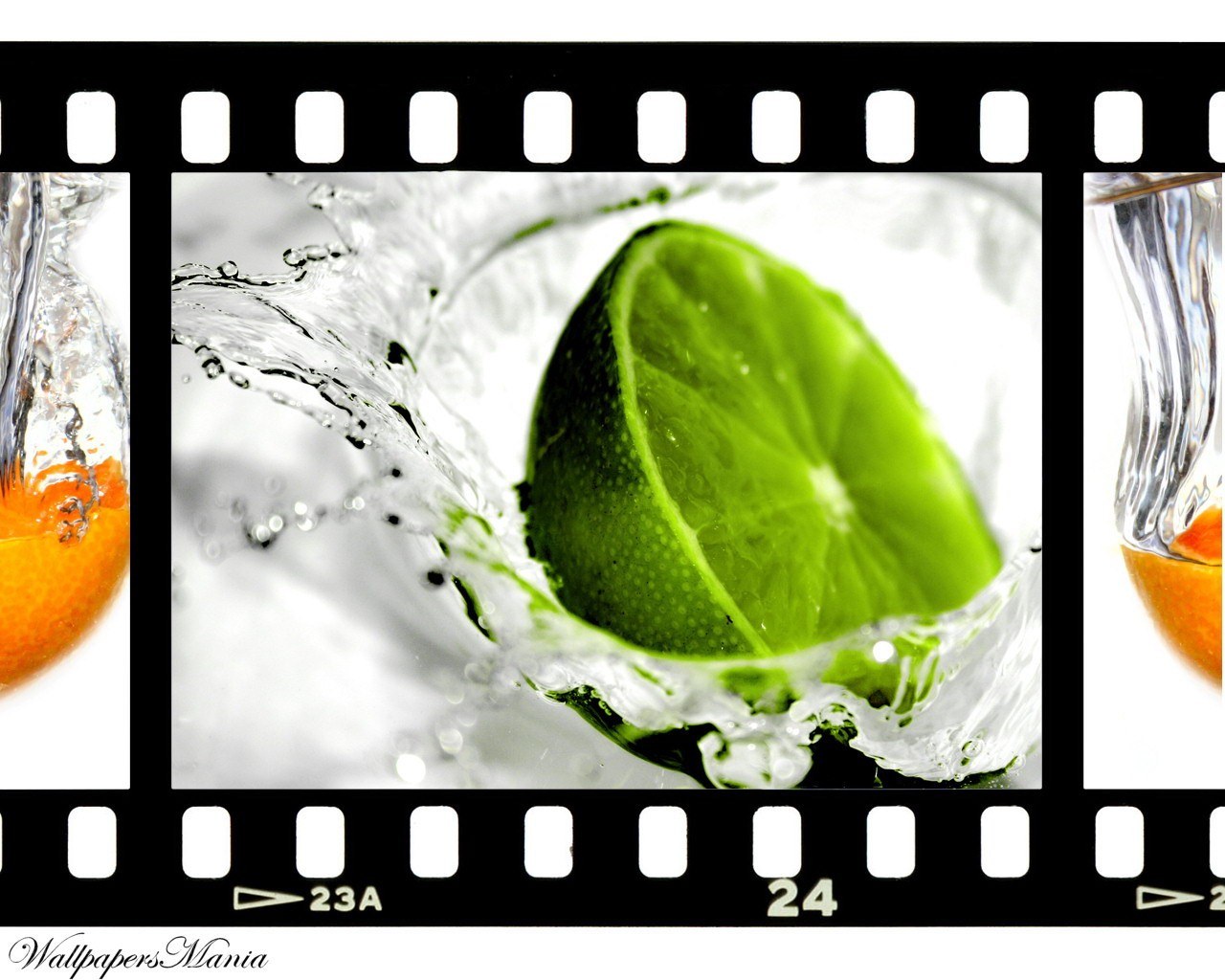 lime slice in water splash